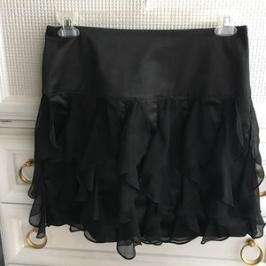 Black Dressy Chiffon Satin Skirt w/ Sheer Ruffles